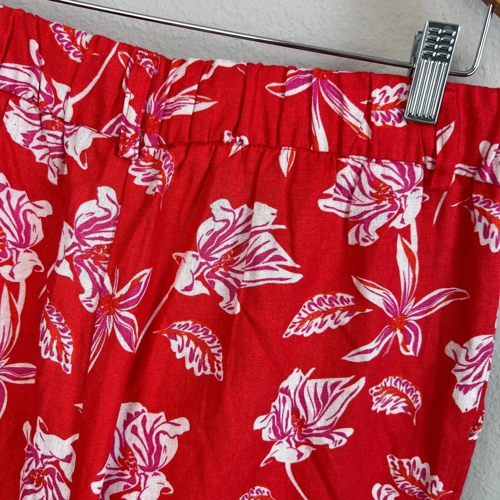 Joie Linen Blend Pleated Cuffed High Waisted Floral Shorts‎ NWOT Size 8
